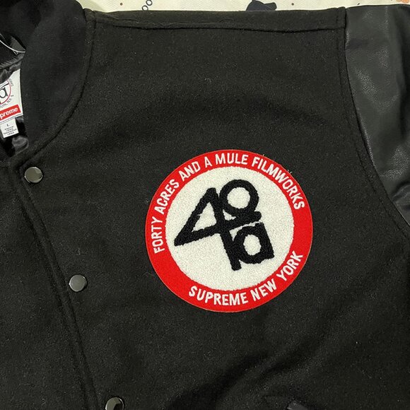 Supreme X 40 Acres Malcolm X Themed Baseball Jacket - Picture 4 of 10